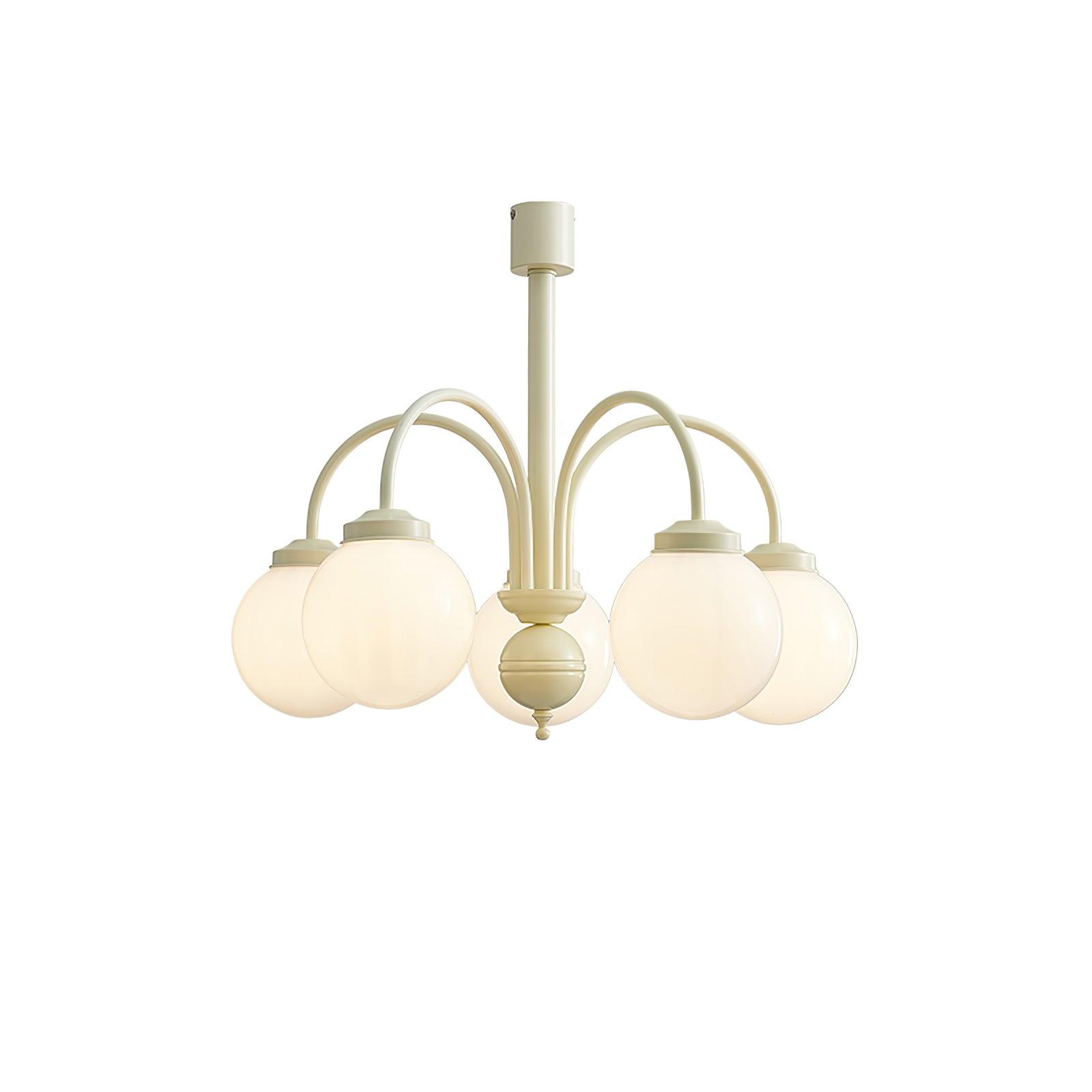 Modern Cream Glass Sphere Chandelier Elegant White Globe Ceiling Light Fixture