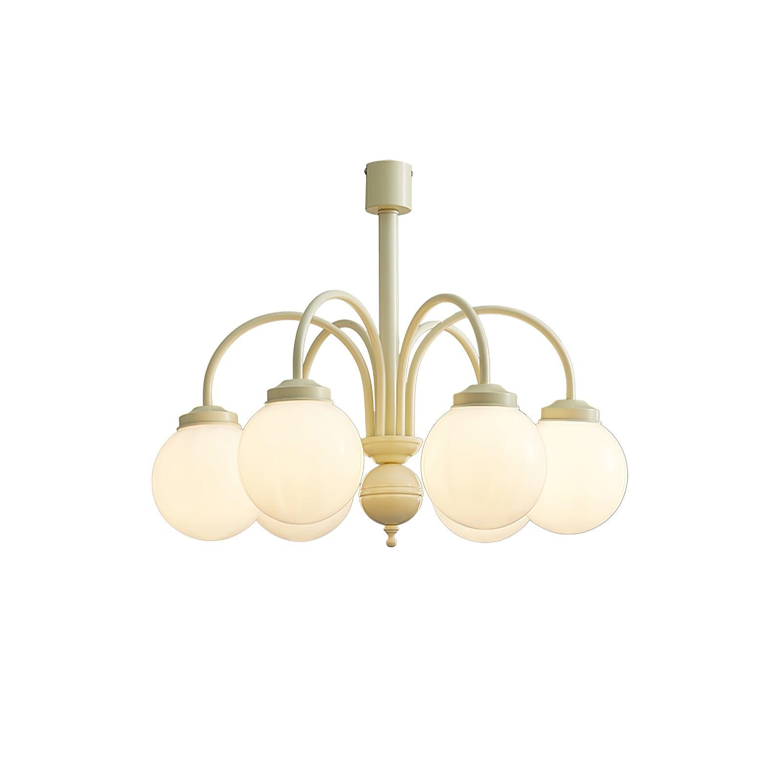 Modern Cream Glass Sphere Chandelier Elegant White Globe Ceiling Light Fixture