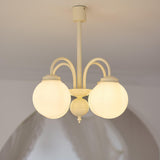 Modern Cream Glass Sphere Chandelier Elegant White Globe Ceiling Light Fixture