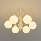 Modern Cream Glass Sphere Chandelier Elegant White Globe Ceiling Light Fixture