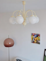 Modern Cream Glass Sphere Chandelier Elegant White Globe Ceiling Light Fixture