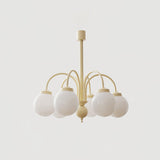 Modern Cream Glass Sphere Chandelier Elegant White Globe Ceiling Light Fixture