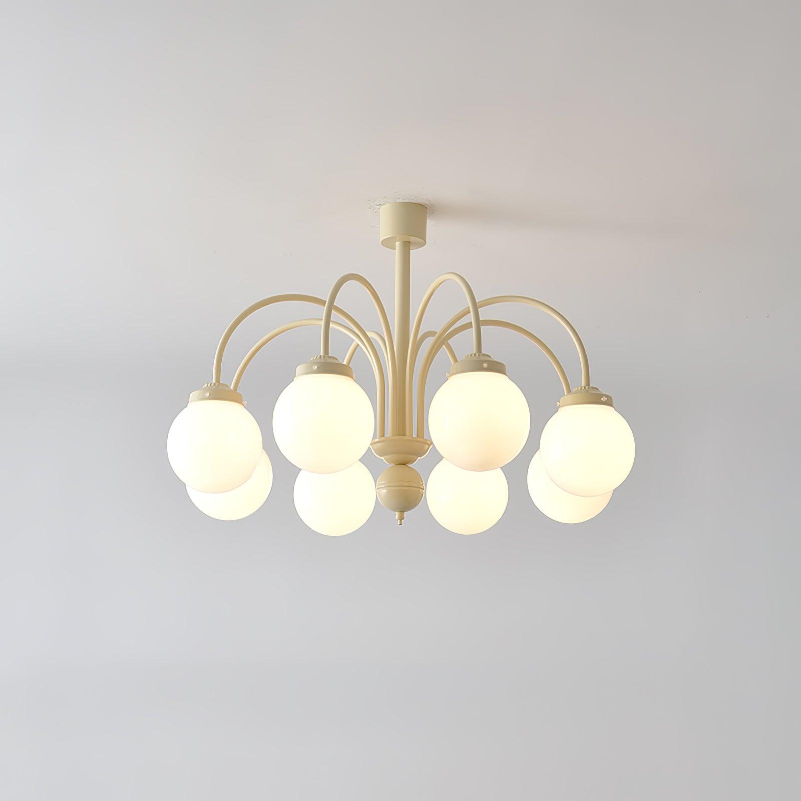 Modern Cream Glass Sphere Chandelier Elegant White Globe Ceiling Light Fixture