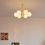Modern Cream Glass Sphere Chandelier Elegant White Globe Ceiling Light Fixture
