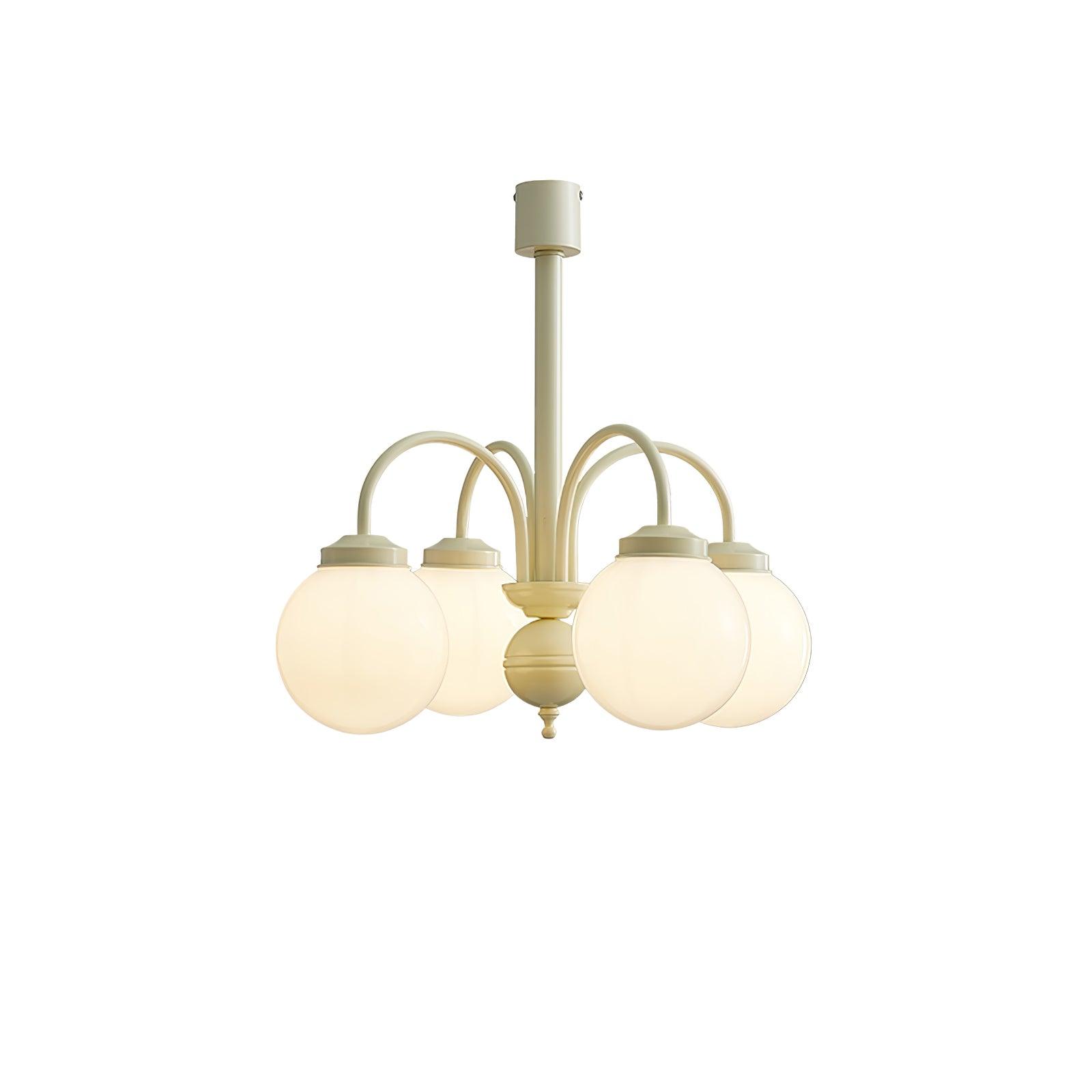 Modern Cream Glass Sphere Chandelier Elegant White Globe Ceiling Light Fixture