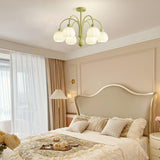 Modern Cream Pumpkin Ball Glass Chandelier Mid Century Ceiling Light Fixture