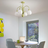 Modern Cream Pumpkin Ball Glass Chandelier Mid Century Ceiling Light Fixture