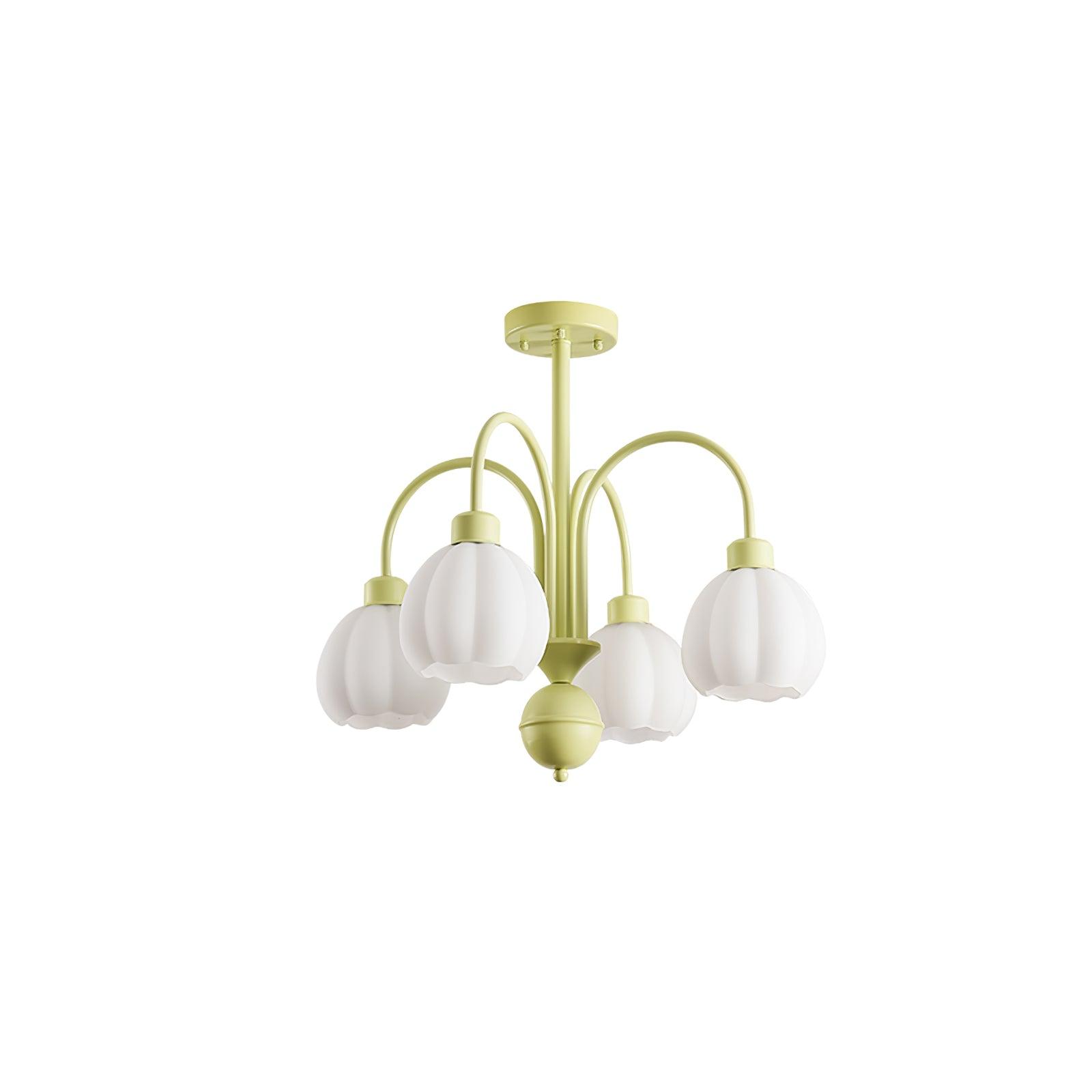 Modern Cream Pumpkin Ball Glass Chandelier Mid Century Ceiling Light Fixture