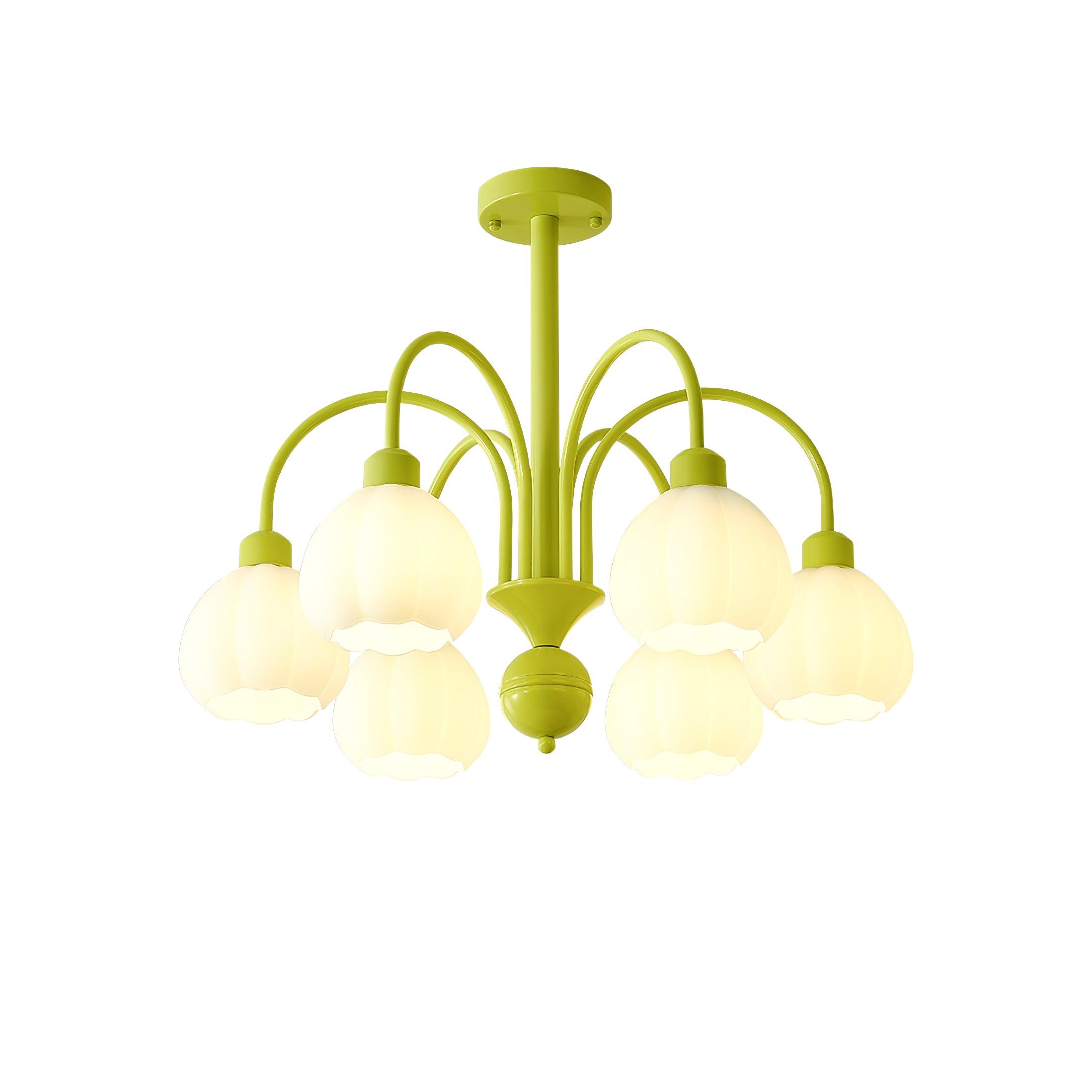 Modern Cream Pumpkin Ball Glass Chandelier Mid Century Ceiling Light Fixture