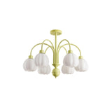 Modern Cream Pumpkin Ball Glass Chandelier Mid Century Ceiling Light Fixture