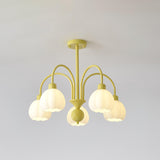 Modern Cream Pumpkin Ball Glass Chandelier Mid Century Ceiling Light Fixture