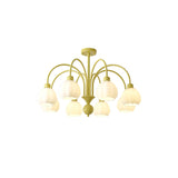 Modern Cream Pumpkin Ball Glass Chandelier Mid Century Ceiling Light Fixture