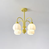 Modern Cream Pumpkin Ball Glass Chandelier Mid Century Ceiling Light Fixture