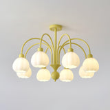 Modern Cream Pumpkin Ball Glass Chandelier Mid Century Ceiling Light Fixture