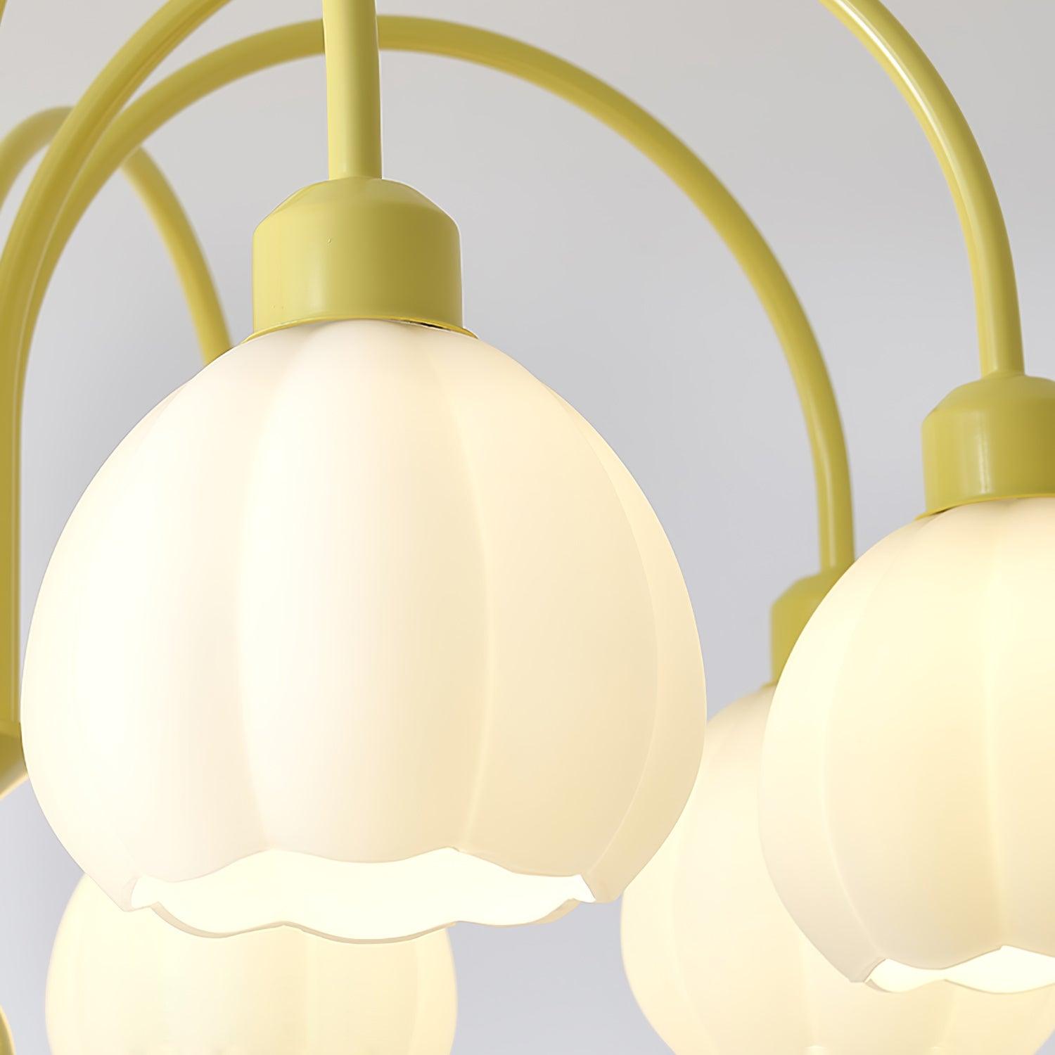 Modern Cream Pumpkin Ball Glass Chandelier Mid Century Ceiling Light Fixture