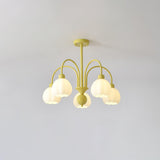 Modern Cream Pumpkin Ball Glass Chandelier Mid Century Ceiling Light Fixture