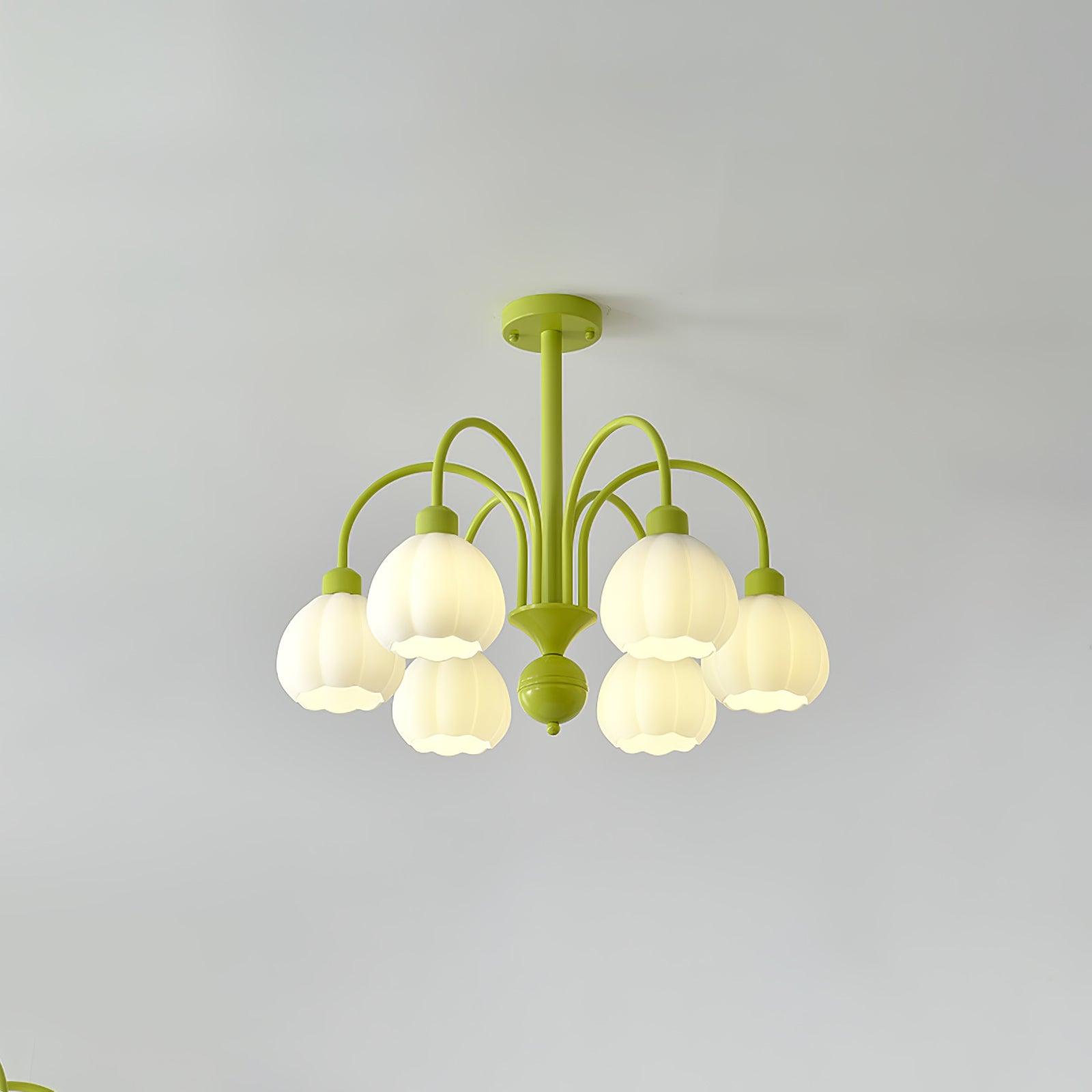 Modern Cream Pumpkin Ball Glass Chandelier Mid Century Ceiling Light Fixture