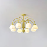 Modern Cream Pumpkin Ball Glass Chandelier Mid Century Ceiling Light Fixture