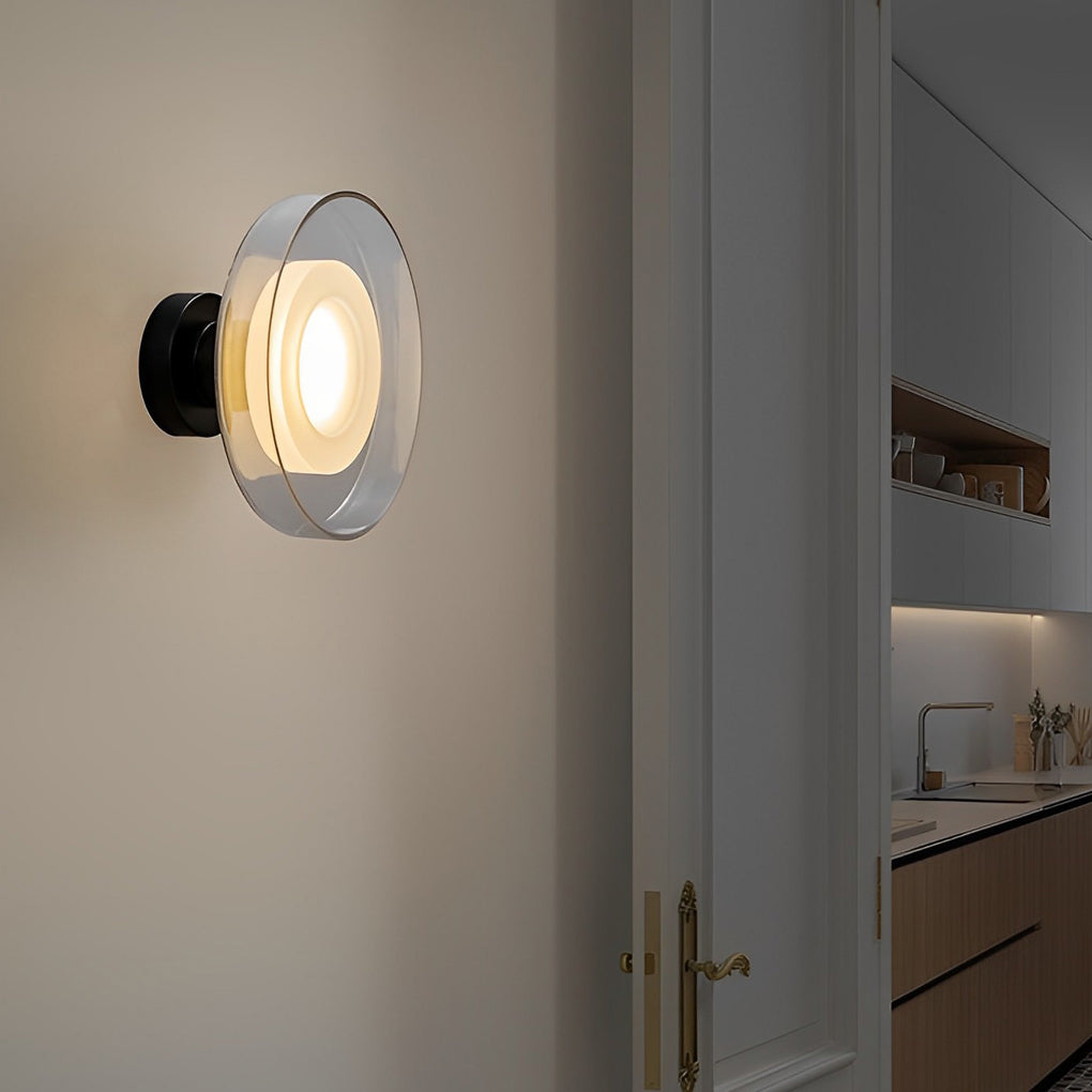 Modern Creative Round Glass LED Wall Sconce Light for Living Room and Corridor