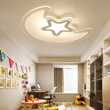 Modern Star and Moon LED Ceiling Light Dimmable Creative Flush Mount Lamp for Kids Bedroom Nursery