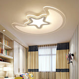 Modern Star and Moon LED Ceiling Light Dimmable Creative Flush Mount Lamp for Kids Bedroom Nursery