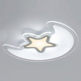 Modern Star and Moon LED Ceiling Light Dimmable Creative Flush Mount Lamp for Kids Bedroom Nursery