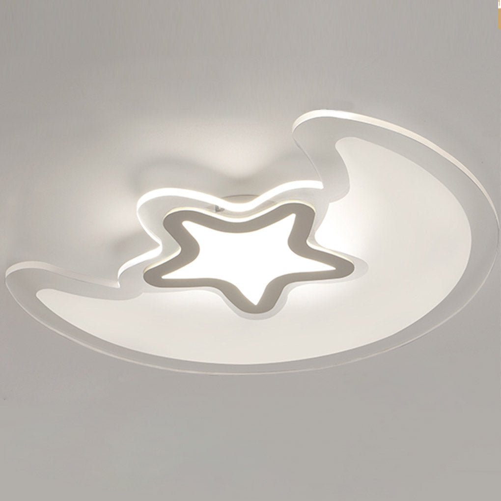 Modern Star and Moon LED Ceiling Light Dimmable Creative Flush Mount Lamp for Kids Bedroom Nursery