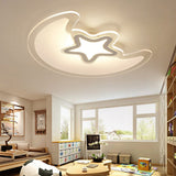 Modern Star and Moon LED Ceiling Light Dimmable Creative Flush Mount Lamp for Kids Bedroom Nursery