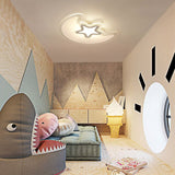Modern Star and Moon LED Ceiling Light Dimmable Creative Flush Mount Lamp for Kids Bedroom Nursery