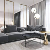 Modern Crescent Brass Pendant Light with Opal Globe Shade and Brushed Fascia