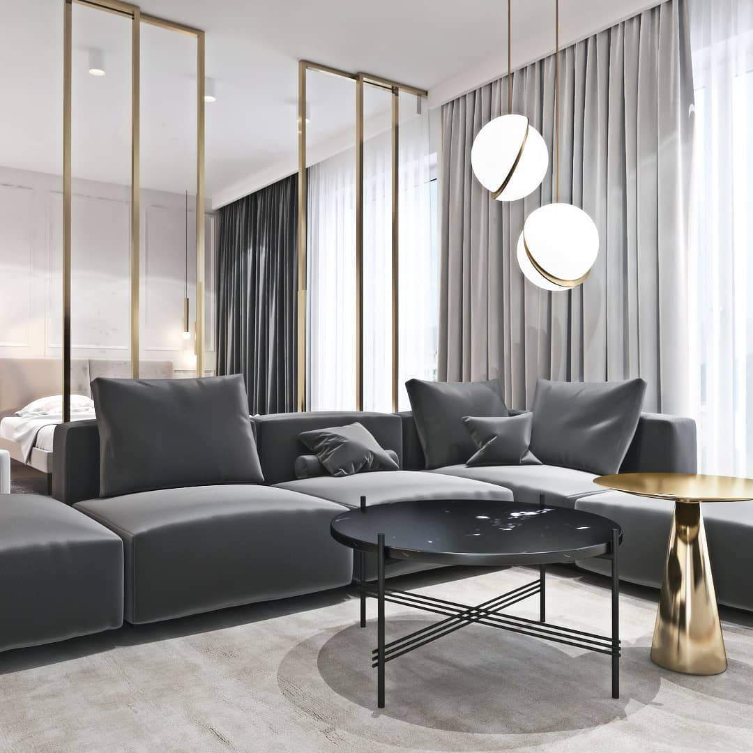 Modern Crescent Brass Pendant Light with Opal Globe Shade and Brushed Fascia