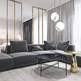 Modern Crescent Brass Pendant Light with Opal Globe Shade and Brushed Fascia
