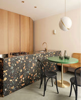 Modern Crescent Brass Pendant Light with Opal Globe Shade and Brushed Fascia