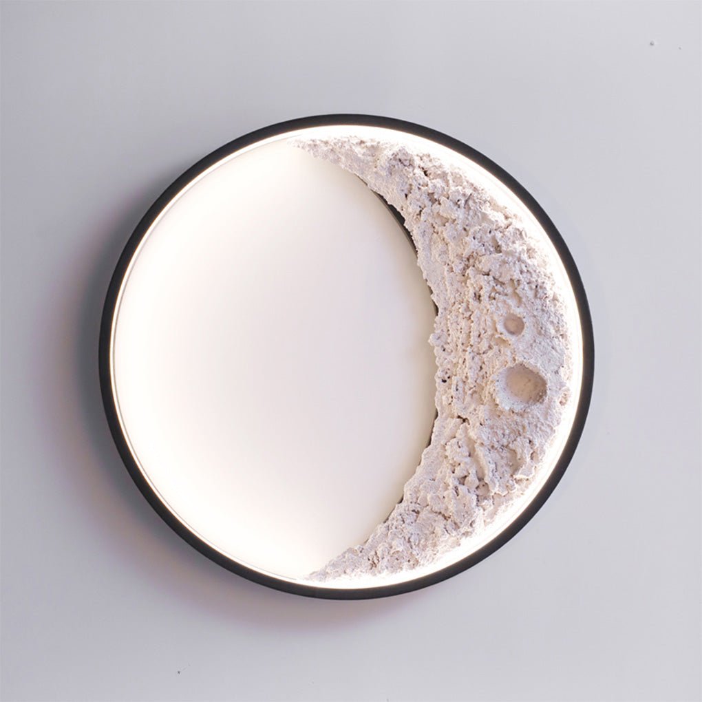 Modern Crescent Moon LED Outdoor Wall Sconce Waterproof Resin Light