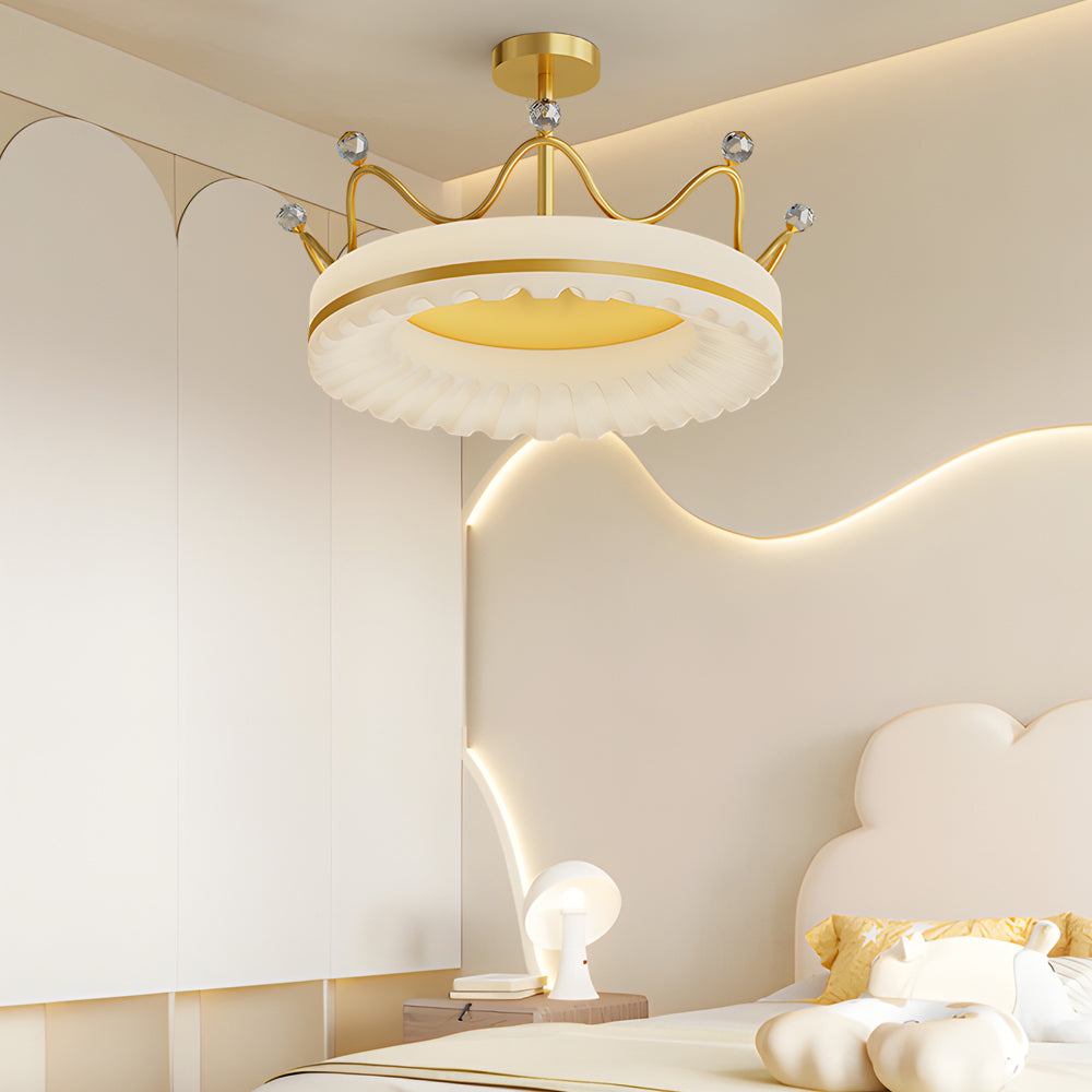 Modern Crown Design LED Ceiling Lamp with Three Step Dimming for Luxury Home Interiors