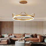 Modern Crown Design LED Ring Chandelier Dimmable Round Pendant Light for Living Dining Room