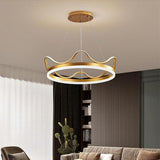Modern Crown Design LED Ring Chandelier Dimmable Round Pendant Light for Living Dining Room