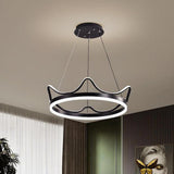 Modern Crown Design LED Ring Chandelier Dimmable Round Pendant Light for Living Dining Room
