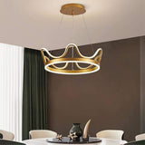 Modern Crown Design LED Ring Chandelier Dimmable Round Pendant Light for Living Dining Room