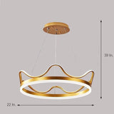 Modern Crown Design LED Ring Chandelier Dimmable Round Pendant Light for Living Dining Room