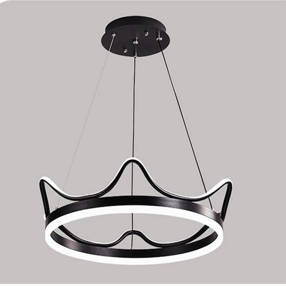 Modern Crown Design LED Ring Chandelier Dimmable Round Pendant Light for Living Dining Room