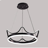 Modern Crown Design LED Ring Chandelier Dimmable Round Pendant Light for Living Dining Room