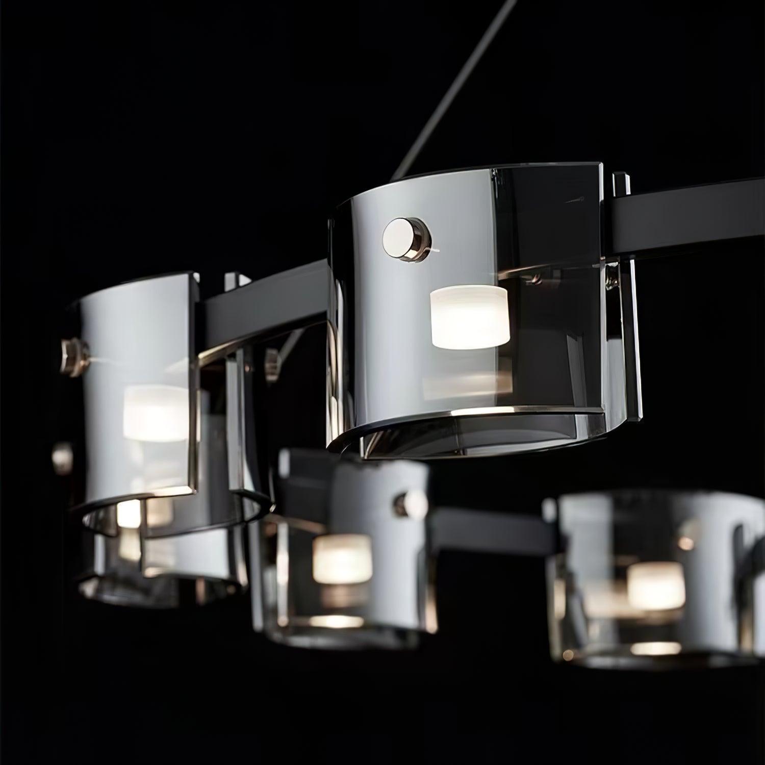 Modern Crown Glass LED Chandelier Elegant Pendant Ceiling Light for Living and Dining Rooms