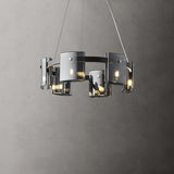Modern Crown Glass LED Chandelier Elegant Pendant Ceiling Light for Living and Dining Rooms