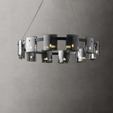 Modern Crown Glass LED Chandelier Elegant Pendant Ceiling Light for Living and Dining Rooms