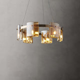 Modern Crown Glass LED Chandelier Elegant Pendant Ceiling Light for Living and Dining Rooms