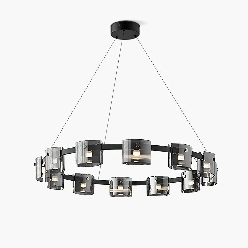 Modern Crown Glass LED Chandelier Elegant Pendant Ceiling Light for Living and Dining Rooms