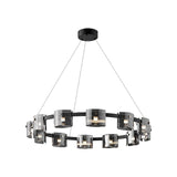 Modern Crown Glass LED Chandelier Elegant Pendant Ceiling Light for Living and Dining Rooms