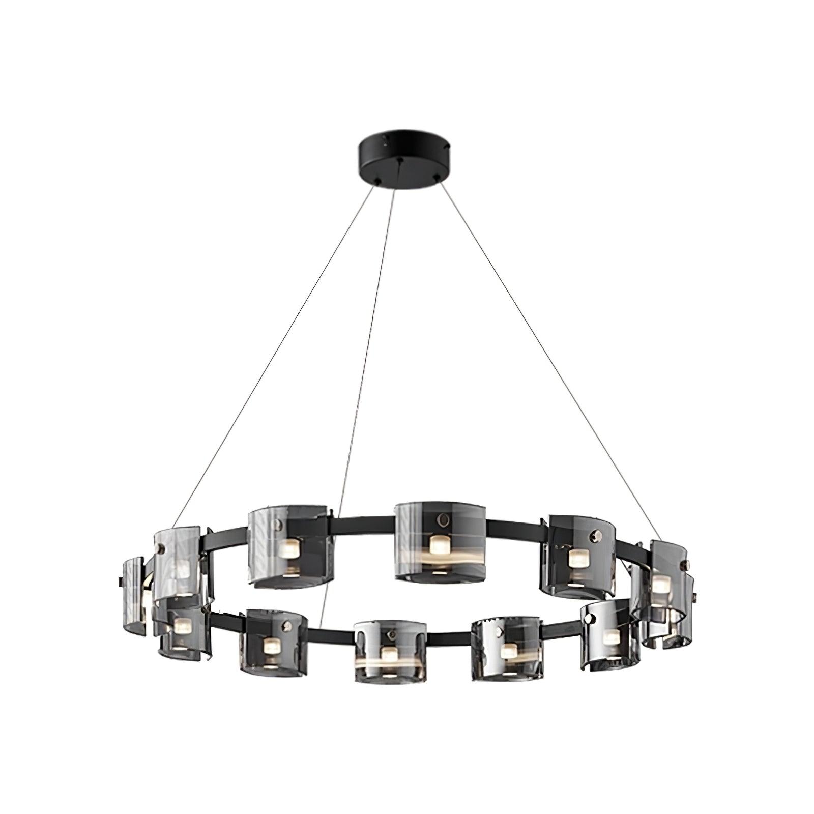 Modern Crown Glass LED Chandelier Elegant Pendant Ceiling Light for Living and Dining Rooms