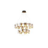 Modern Crown Glass LED Chandelier Elegant Pendant Ceiling Light for Living and Dining Rooms